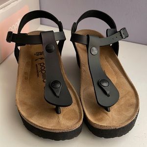 Birkenstock Papillio Iridescent Black Ashley Wedge Sandals 36 *Vegan*